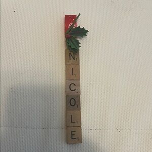 Holiday Scrabble Tile Ornament with Holly Accent